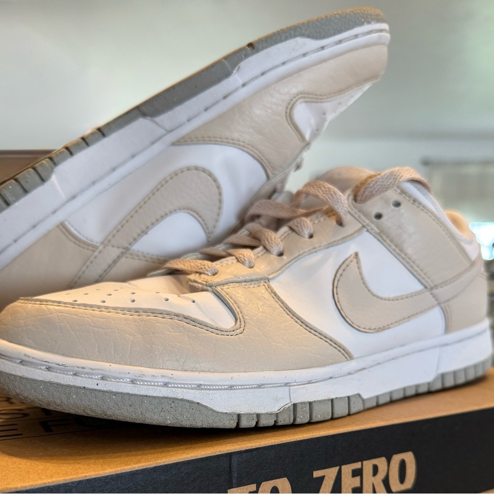 Nike White and Tan Dunk Low Next Nature